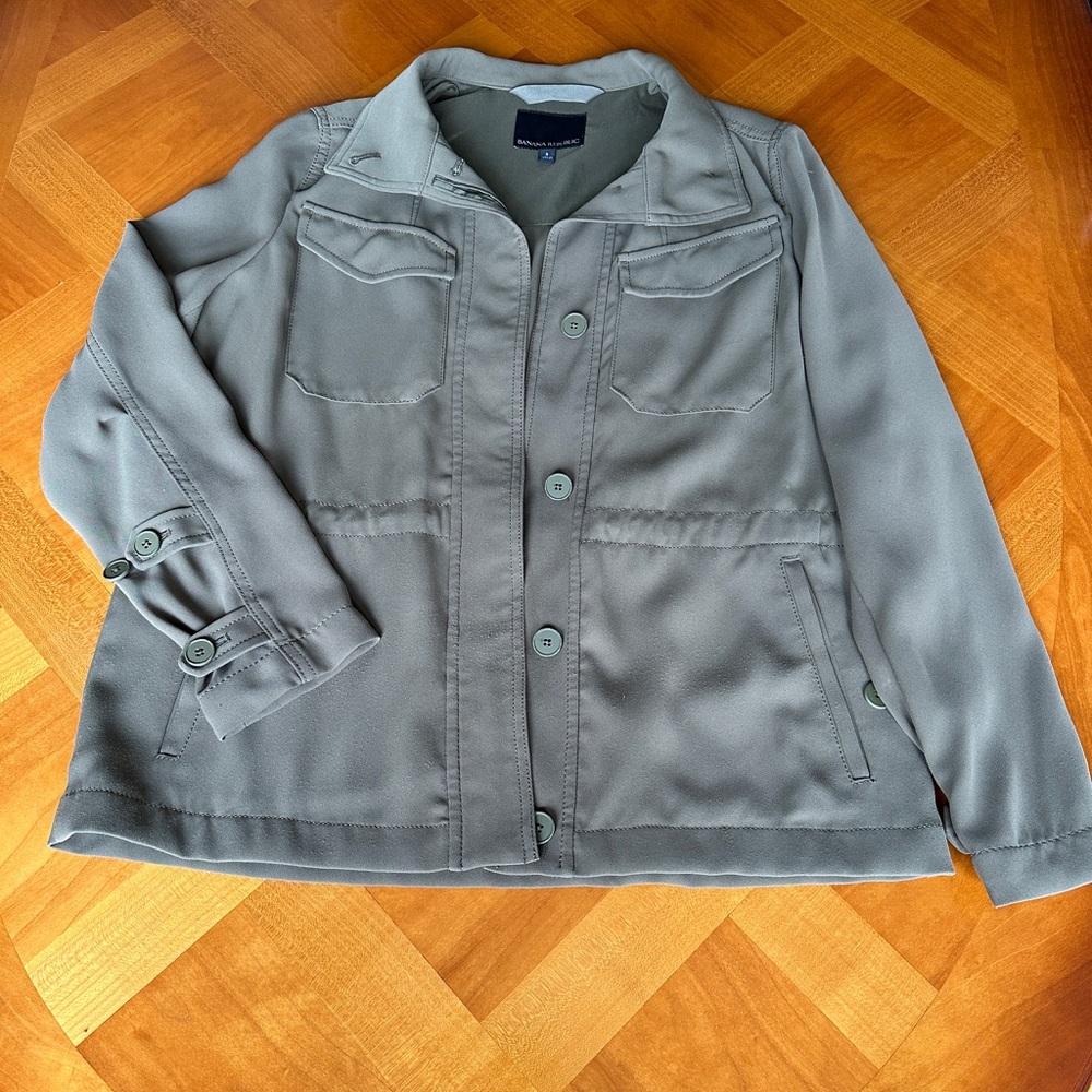 Banana Republic S Khaki Green Utility Jacket Slouchy Spring Cargo